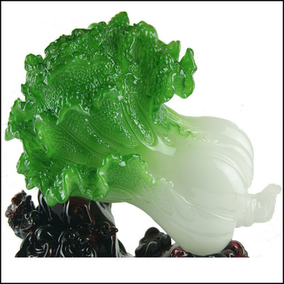 中号百财如意树脂仿玉白菜摆件 家居与商务礼品的艺术之选